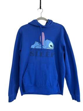 Disney Stitch 'If You Love Me Let Me Sleep' Blue Graphic Hoodie - Size Medium